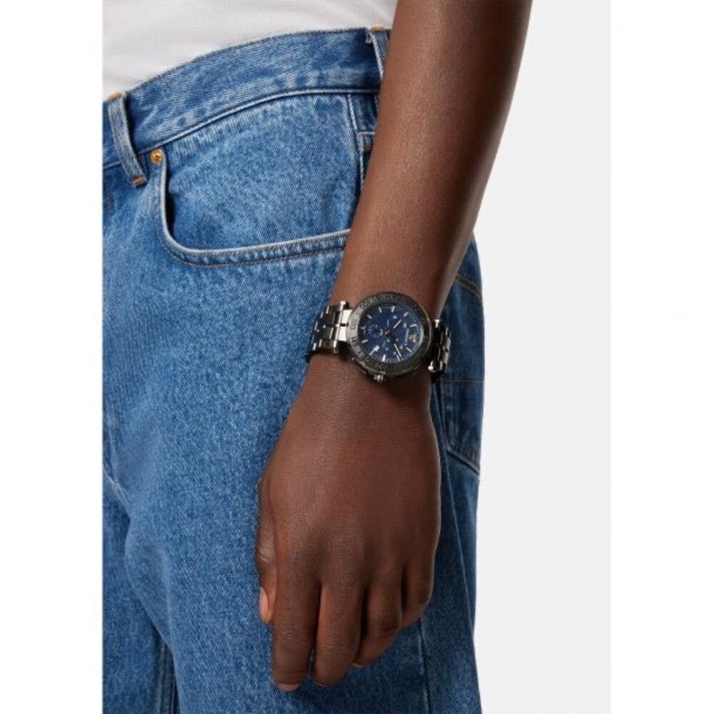 Versace Greca Chrono Black Ion-Plated Bracelet Watch | 45mm | VEPM00620